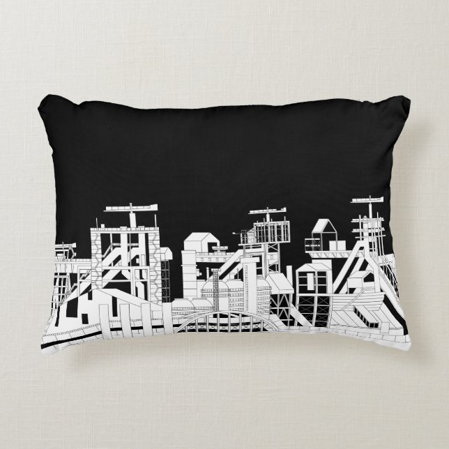 Industrial Skyline Accent Pillow (Front)