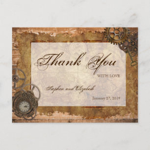 Industrial Steampunk Vintage Map Wood Postcard