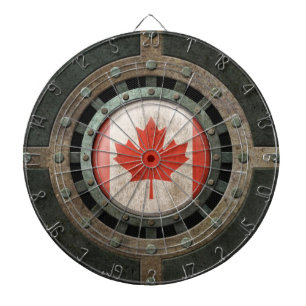 Industrial Steel Canadian Flag Disc Graphic Dartboard