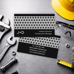 Industrial Steel Metal Grid Plate Construction Business Card