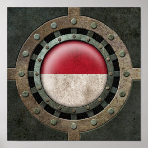 Industrial Steel Monacan Flag Disc Graphic Poster