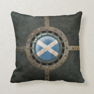Industrial Steel Scottish Flag Disc Graphic Cushion