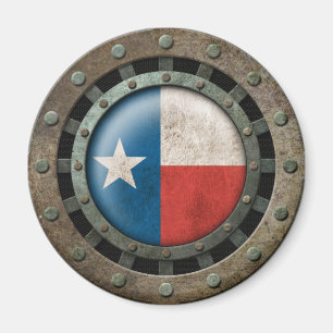 Industrial Steel Texas Flag Disc Graphic Magnet