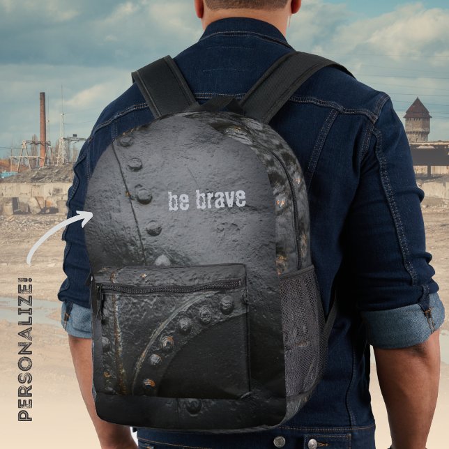 Industrial style minimalist black metal printed backpack (Creator Uploaded)