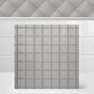 Industrial Titanium Grid Metal Silver Modern Grid Ceramic Tile