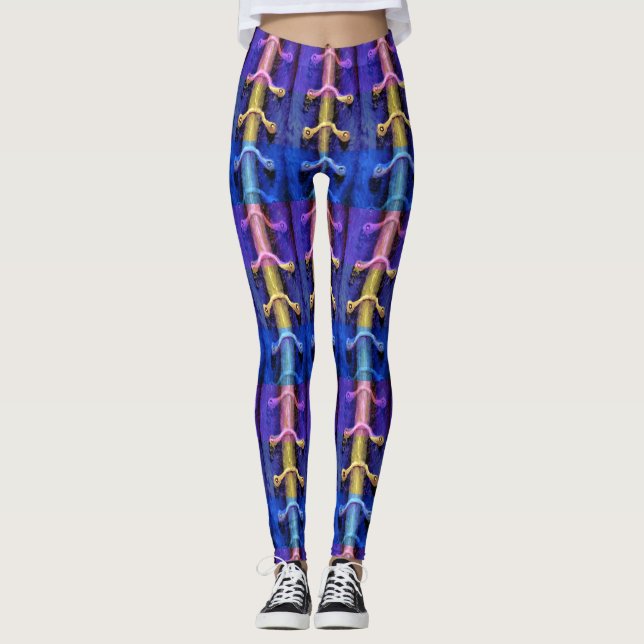 Industrial Urban Multicolored Abstract Design Leggings (Front)