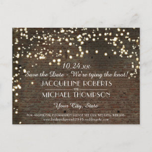 Industrial Warehouse Urban Brick String Lights Announcement Postcard