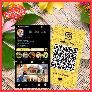 Industrial Yellow Construction Instagram QR Code Business Card