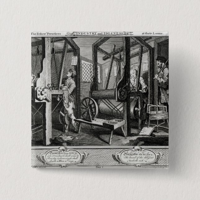 Industry and Idleness 15 Cm Square Badge (Front)