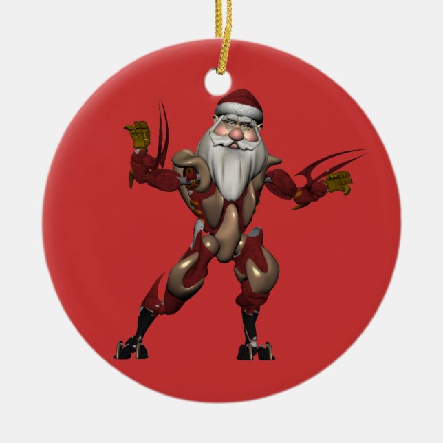 Industry Robot Santa Claus Ceramic Tree Decoration (Front)
