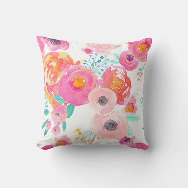 Indy Bloom Blush White Pillow (Front)