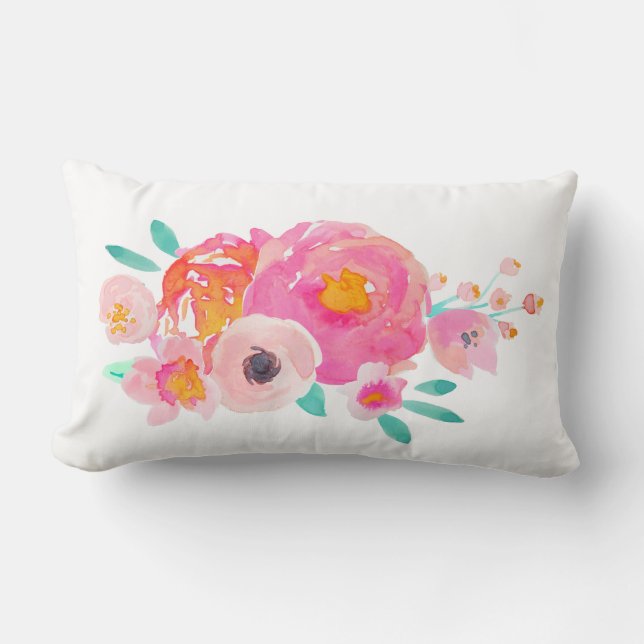 Indy Bloom Watercolor Floral Pillow (Front)