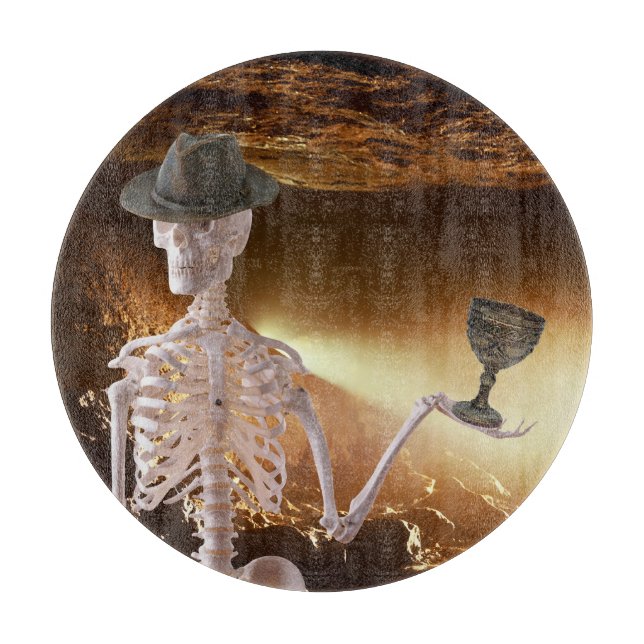 "Indy" Bones Halloween Skeleton  Cutting Board (Front)