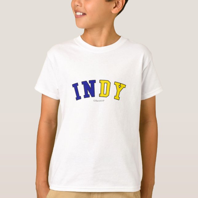 Indy in Indiana state flag colours T-Shirt (Front)