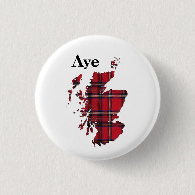 #indyref Tartan Aye Scotland Pinback 3 Cm Round Badge (Front)