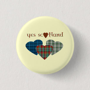 #indyref Tartan Love Heart Yes Scotland Pinback 3 Cm Round Badge