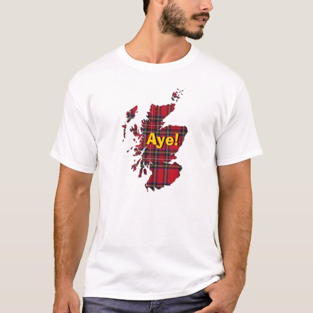 indyref# Tartan Scotland Aye Map T-Shirt (Front)