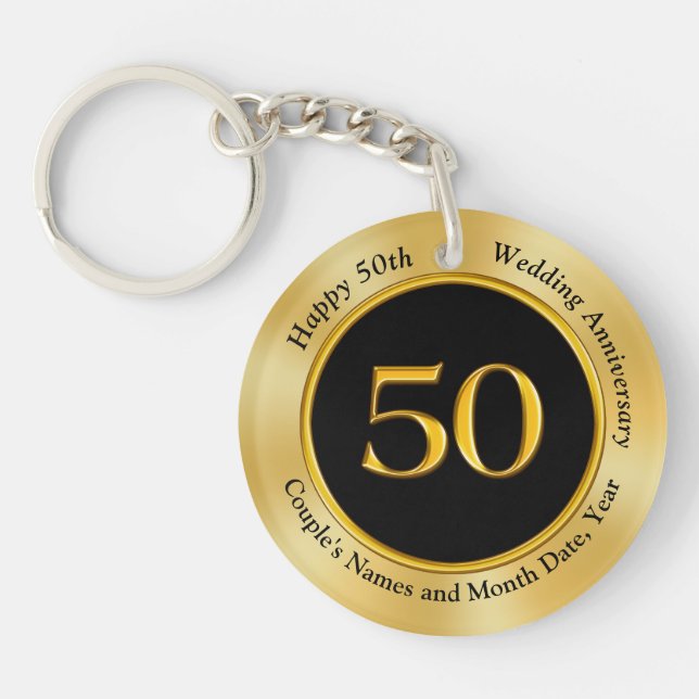 Inexpensive 50th Anniversary Gifts for Husband Key Ring (Front)