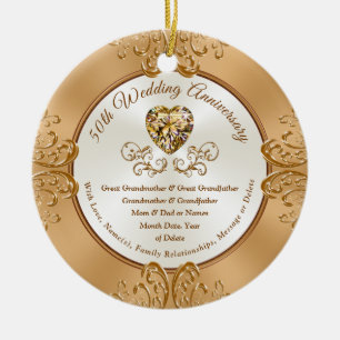 Inexpensive 50th Wedding Anniversary Gifts, 50th Ceramic Ornament