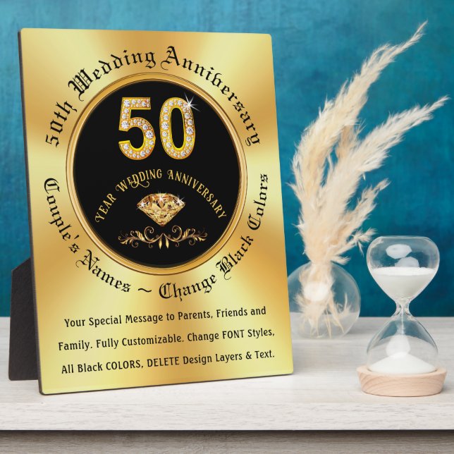 Inexpensive 50th wedding anniversary gifts, Custom Plaque (Side)