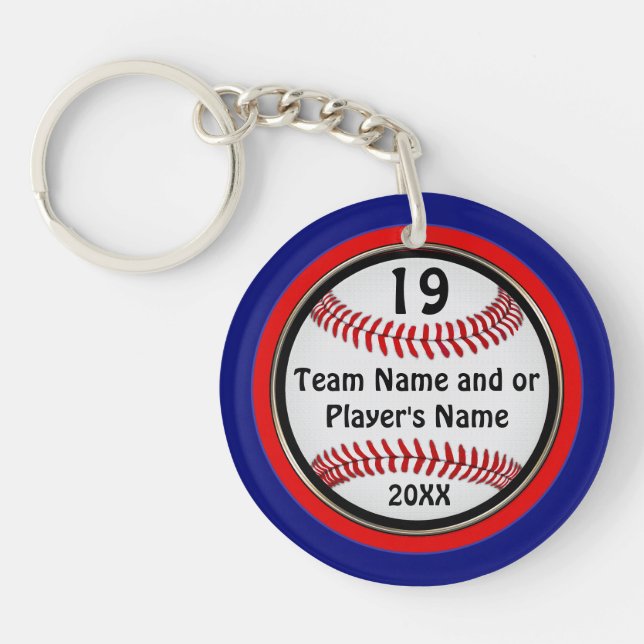 Inexpensive Baseball Team Gifts PERSONALIZED Key Ring (Front)