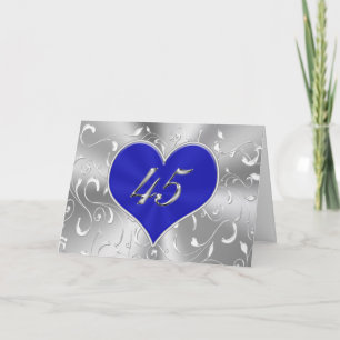 Inexpensive Blue 45th Wedding Anniversary Cards