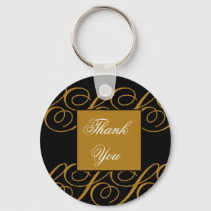 Inexpensive Elegant Gold and Black Thank You Key Ring