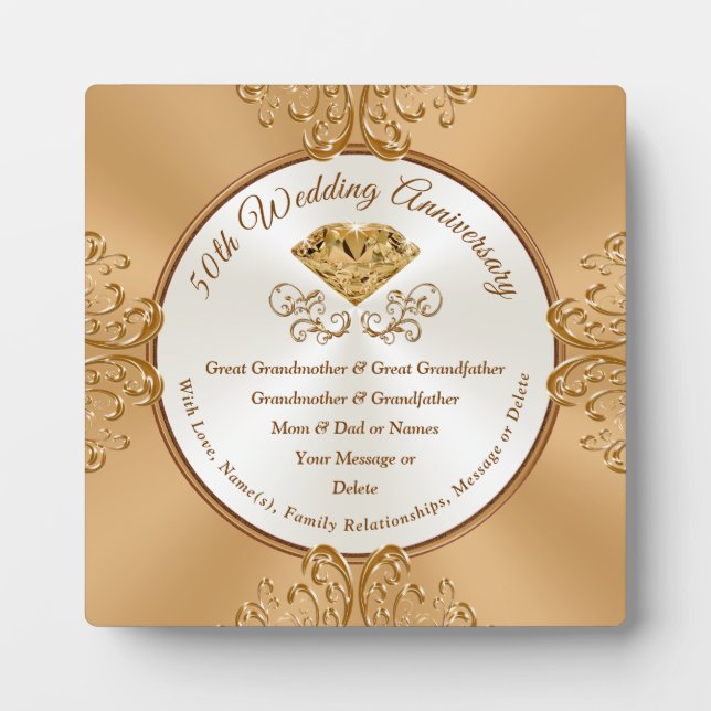 Inexpensive Gifts for 50th Wedding Anniversary Plaque (Front)