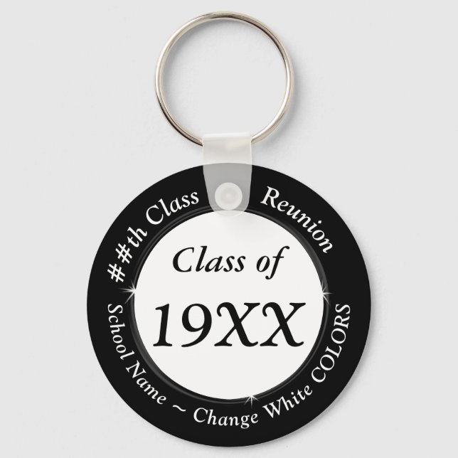 Inexpensive Personalised 20th High School Reunion Key Ring (Front)