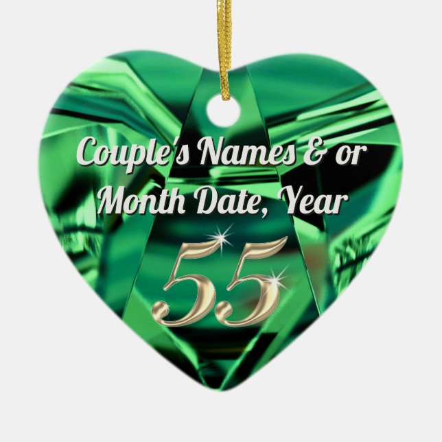 Inexpensive, Personalised 55th Anniversary Gifts Ceramic Ornament (Front)