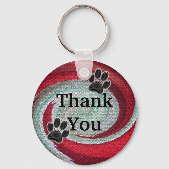 Inexpensive Pet Sitter Dog Walker Thank You Swirl Key Ring (Front)