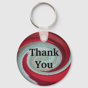 Inexpensive Thank You Token Red Swirl Design Key Ring