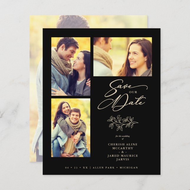 Inexpensive Wedding 4 Photos Collage Branches (Front/Back)