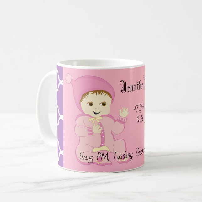 Infant Baby Girl in Pink with Flowers Coffee Mug (Front Left)