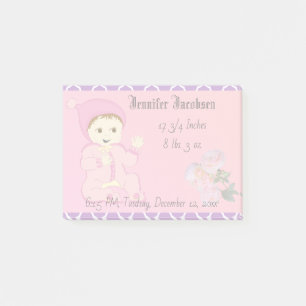Infant Baby Girl in Pink with Flowers Post-it Notes