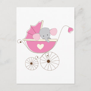 Infant Baby Girl Pink Elephant Postcard