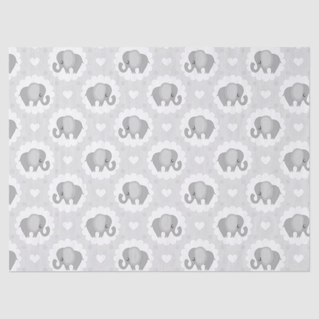 Infant Baby Neutral Elephant Shower Gift Tissue Paper (Front)