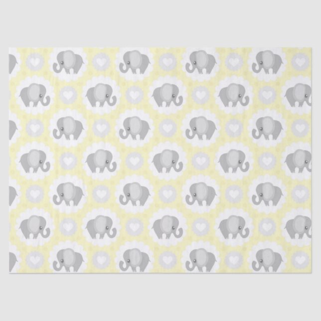 Infant Baby Neutral Yellow Elephant Shower Gift Tissue Paper (Front)