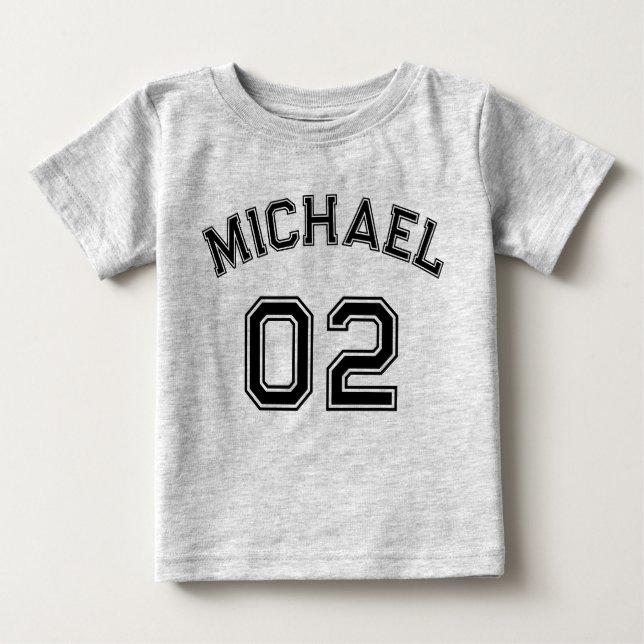 Infant Boy Girl Name Jersey Number Cotton Sports Baby T-Shirt (Front)
