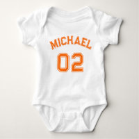 Infant Boy Girl Orange Name Jersey Number Sports