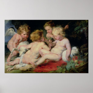 Infant Christ with John the Baptist and two Poster
