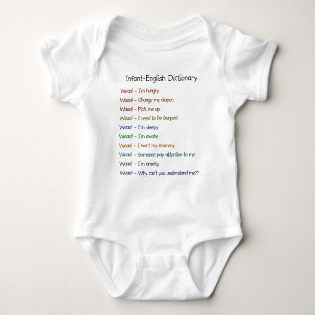 Infant-English Dictionary Baby Bodysuit (Front)