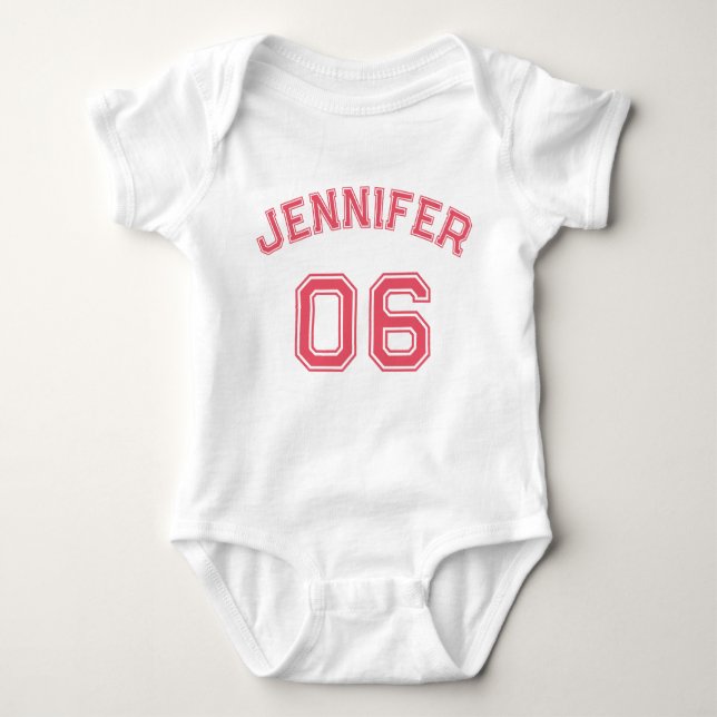 Infant Girl Name Jersey Number Sports Soft Cotton Baby Bodysuit (Front)