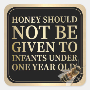 INFANT HONEY WARNING LABEL Gold and Black Bee