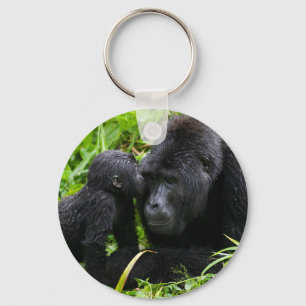 Infant Mountain Gorilla Kisses Silverback Gorilla Key Ring