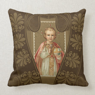 Infant of Prague Jesus with World Cushion