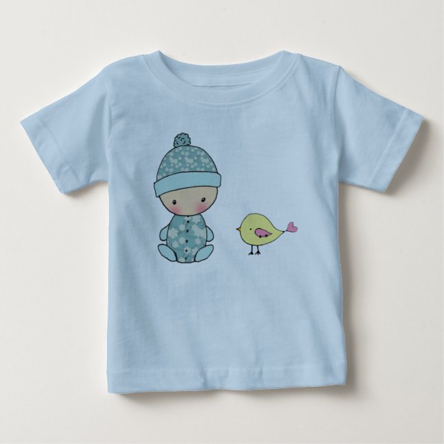 Infant Onsie Creeper with Baby and Yellow Bird (Front)