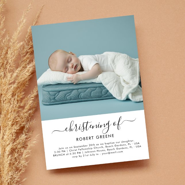Infant Photo Baptism Baby Boy or Girl Christening  Invitation (Creator Uploaded)