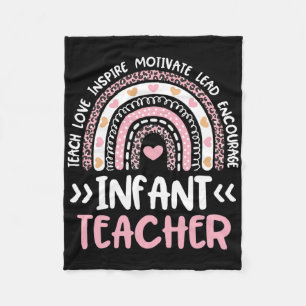 Infant Teacher Cute Tie Dye Rainbow Heart Daycare Fleece Blanket