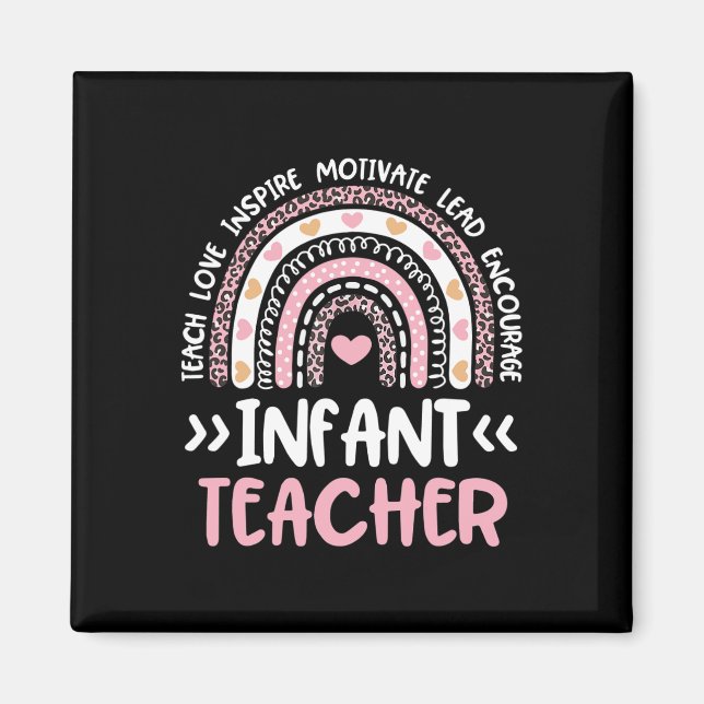 Infant Teacher Cute Tie Dye Rainbow Heart Daycare  Magnet (Front)